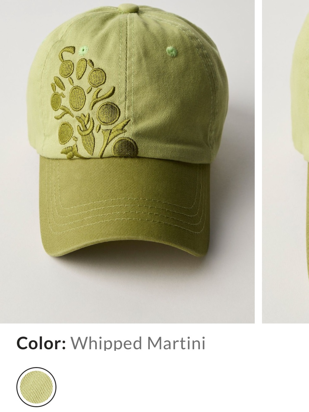 Free People Movement Out of Bounds Green Baseball Cap -Olive Embroidered Design